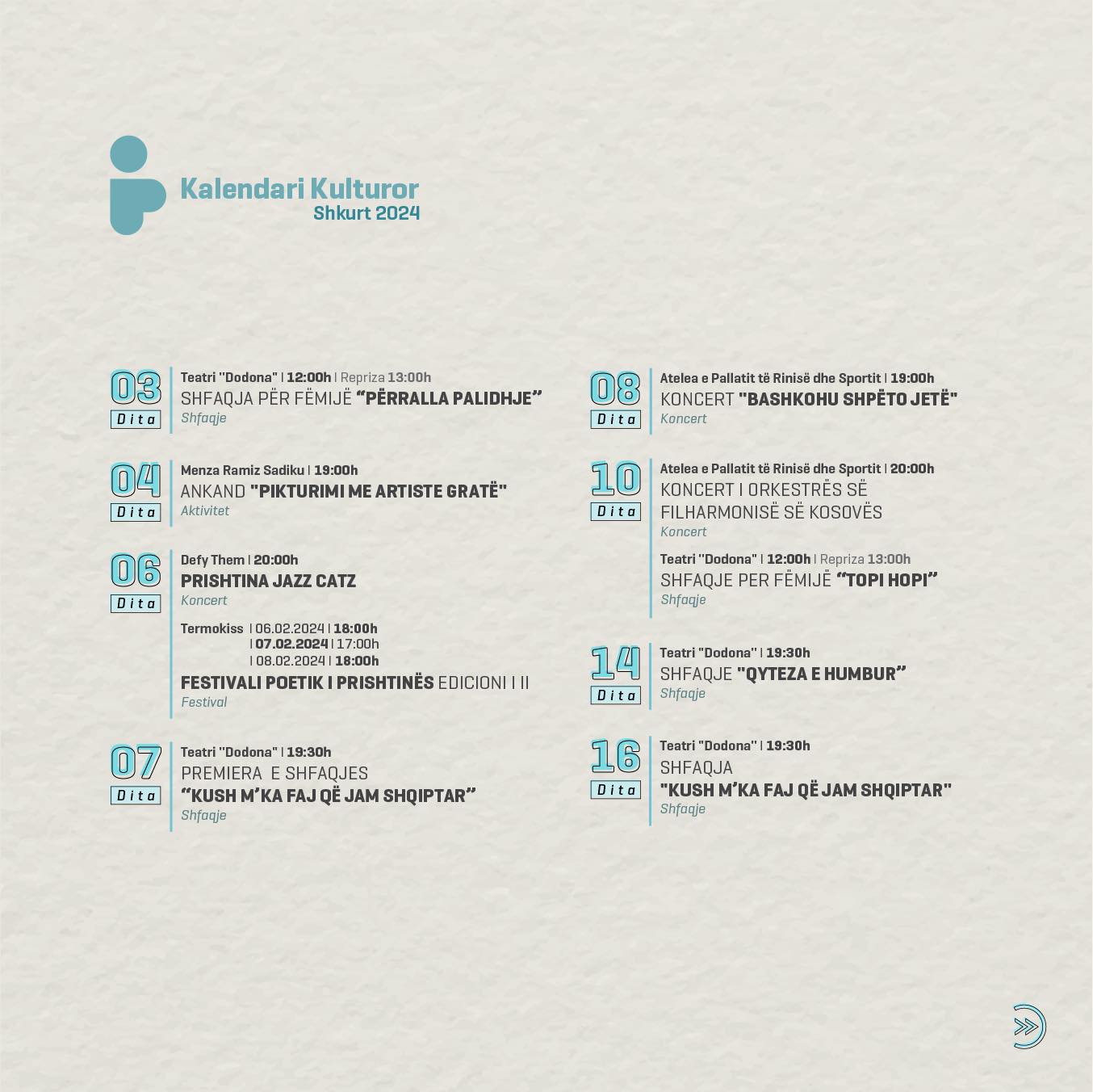 Objavljen je Kulturni kalendar za februar – Devet mozaičkih aktivnosti za Hart Sije
